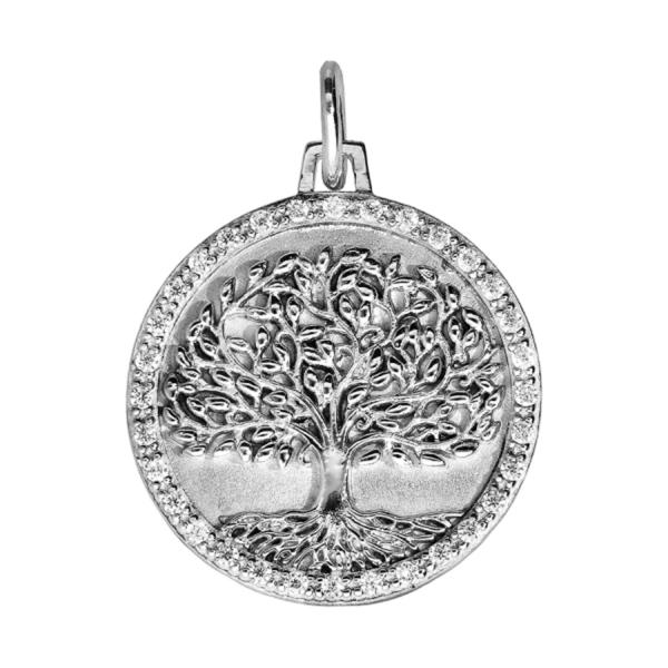 Pendentif Argent 925 Arbre de Vie Contour Zirconium 