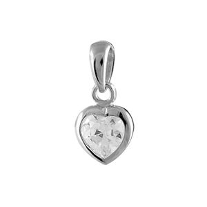 Pendentif Argent 925 et Zirconium Blanc Coeur