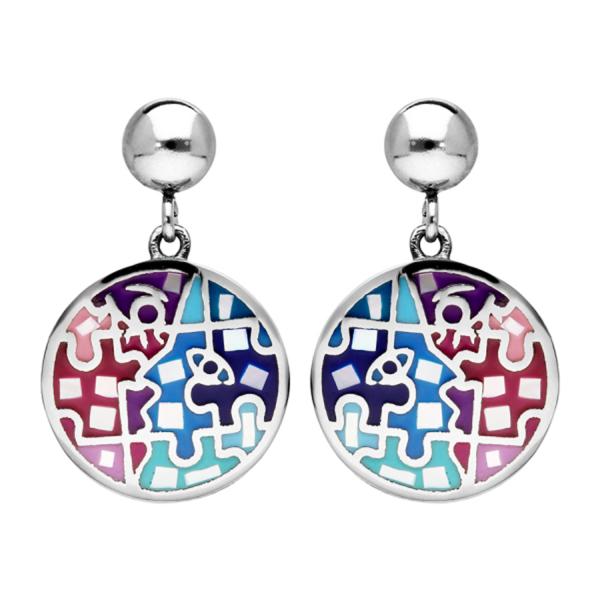 Boucles d'oreilles Acier 316 L Rond avec Nacre Résine Multicolore