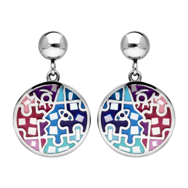 Boucles d'oreilles Acier 316 L Rond avec Nacre Résine Multicolore