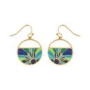 Boucles d'oreilles Acier 316 L Doré Jaune avec Résine Bleu et Verte