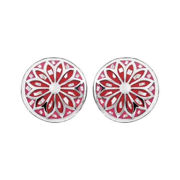 Boucles d'oreilles Acier 316 L Rondes Motifs Dégradés Rose avec Nacre