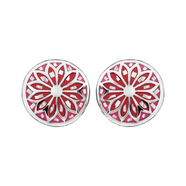 Boucles d'oreilles Acier 316 L Rondes Motifs Dégradés Rose avec Nacre