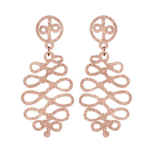 Boucles d'oreilles Acier 316 L Rosé Pendantes Serpentin Granité