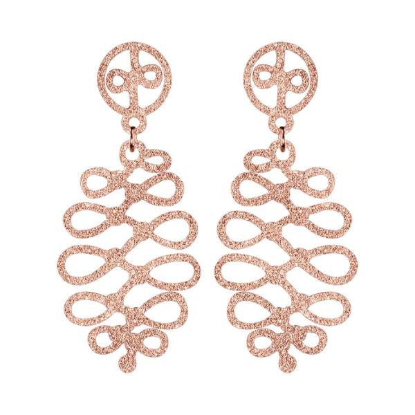 Boucles d'oreilles Acier 316 L Rosé Pendantes Serpentin Granité