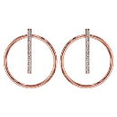 Boucles d'oreilles Acier 316 L Rose Cercle et Barrette avec Strass Blanc 