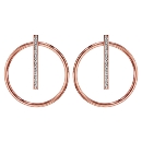 Boucles d'oreilles Acier 316 L Rose Cercle et Barrette avec Strass Blanc 