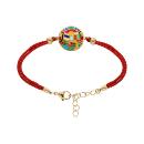 Bracelet Acier 316 L Doré Rond Résine Multicolore Cordon Rouge