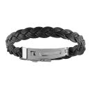 Bracelet Acier 316 L et Cuir Noir Tressé