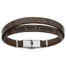 Bracelet Acier 316 L Cuir Marron Message Caché "Papa On t'aime"