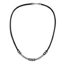 Collier Acier 316 L et Cuir Noir 45 cm