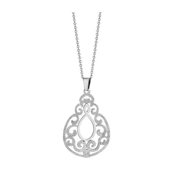 Collier Acier 316 L Pendentif Spirale Ajouré Partie Granité