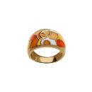 Bague Acier 316 L Doré Résine Orangé