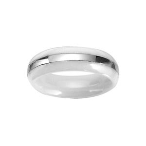 Bague Anneau Céramique Blanc 6 mm Facetée + Fil Acier Lisse