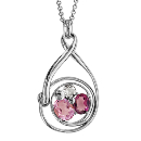 Collier Finition Argentée Rhodié Pendentif Spirale Verres Violets