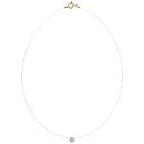 Collier Plaqué Or Fil Nylon Pendentif Solitaire Zirconium Blanc 5 mm 42 cm