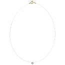 Collier Plaqué Or Fil Nylon Pendentif Solitaire Zirconium Blanc 5 mm 42 cm