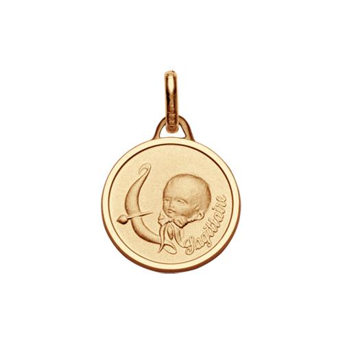 Pendentif Plaqué Or Médaille Ronde Bébé Zodiaque Sagittaire