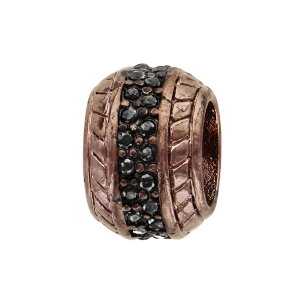 Charms Acier 316L Boule Zirconium Sertie Marron