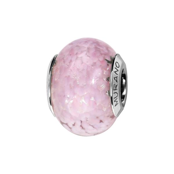 Charms Argent 925 Perle Murano Rose Effet Nuage