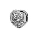 Charms Argent 925 Coeur avec Zirconium Blanc