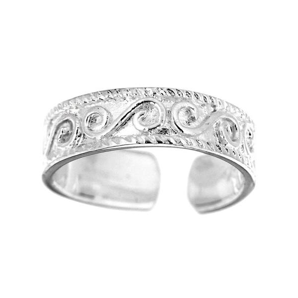 Bague de Pied Argent 925 Anneau Ouvert Motif Spirale