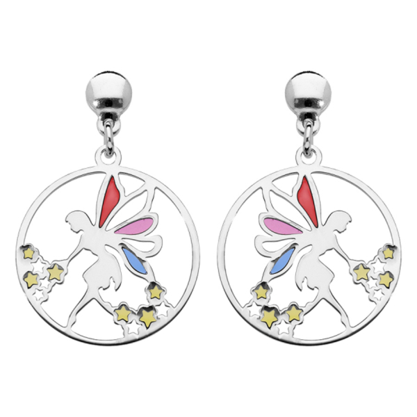 Boucles d'oreilles Argent 925 Elfe Vitrail Translucide 