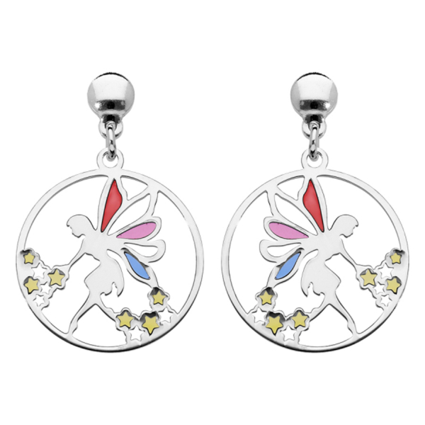 Boucles d'oreilles Argent 925 Elfe Vitrail Translucide 