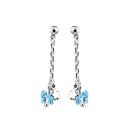 Boucles d'oreilles Argent 925 et Zirconium Bleu Papillon avec Fleur