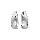 Boucles d'oreilles Argent 925 Créole Sablée Bords Diamantés 20 mm