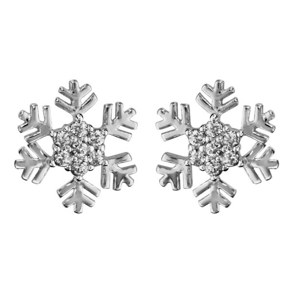 Boucles d'oreilles Argent 925 et Zirconium Sertis Flocon de Neige