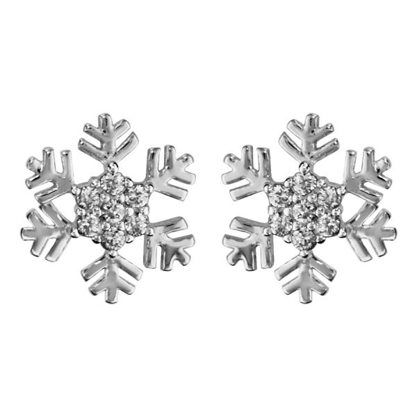 Boucles d'oreilles Argent 925 et Zirconium Sertis Flocon de Neige