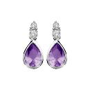 Boucles d'oreilles Argent 925 et Zirconium Forme Goutte Violet