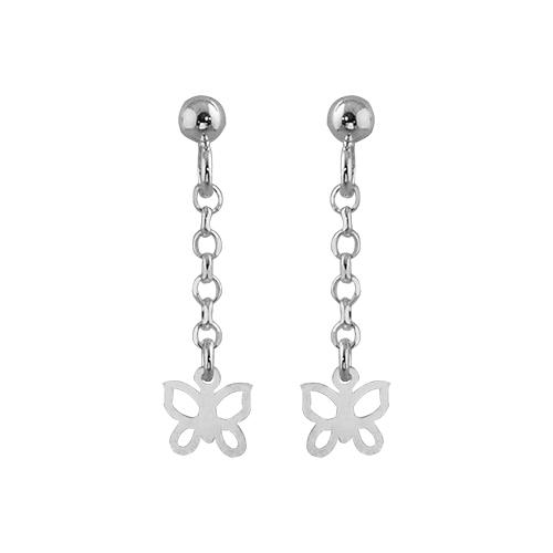 Boucles d'oreilles Argent 925 Chainette Jaseron Papillon