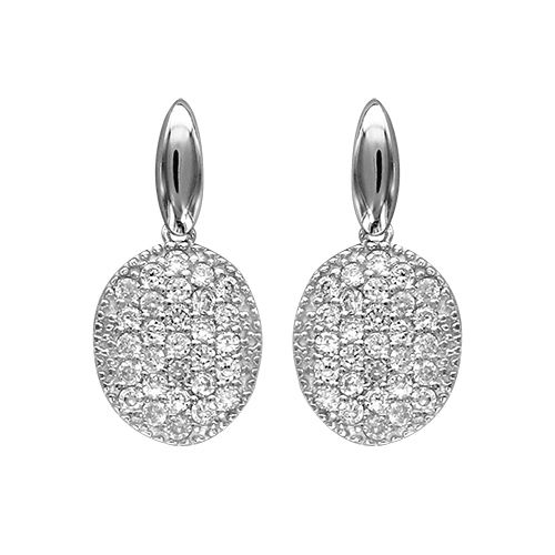 Boucles d'oreilles Argent 925 et Zirconium Sertis Forme Ovale