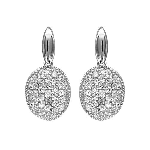 Boucles d'oreilles Argent 925 et Zirconium Sertis Forme Ovale