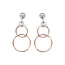 Boucles d'oreilles Argent 925 Double Anneaux Dorure Rose