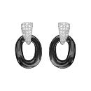 Boucles d'oreilles Argent 925 Céramique Noire Bélière Zirconium Sertis