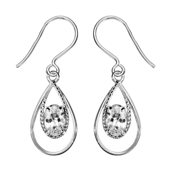 Boucles d'oreilles Argent 925 et Zirconium Sertis Forme Goutte