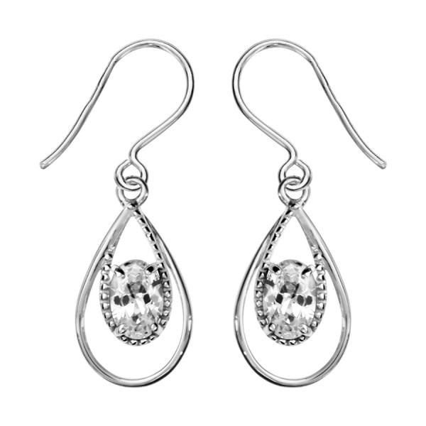 Boucles d'oreilles Argent 925 et Zirconium Sertis Forme Goutte