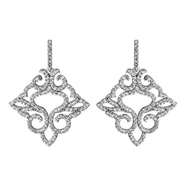 Boucles d'oreilles Argent 925 et Zirconium Sertis Fleur de Lys