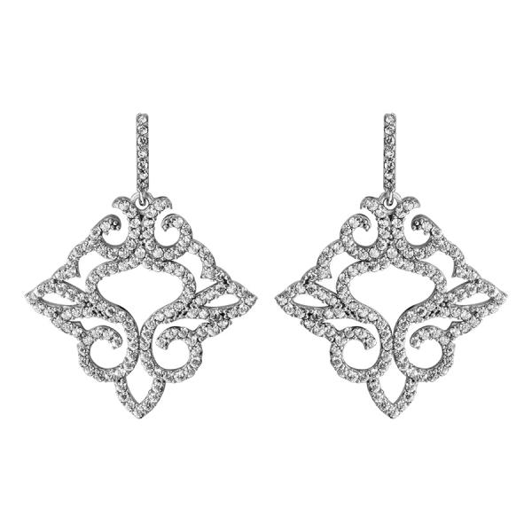 Boucles d'oreilles Argent 925 et Zirconium Sertis Fleur de Lys