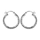 Boucles d'oreilles Argent 925 Créole Diamantée 25 mm