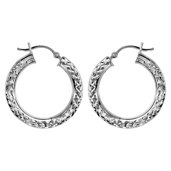 Boucles d'oreilles Argent 925 Créole Diamantée 28 mm