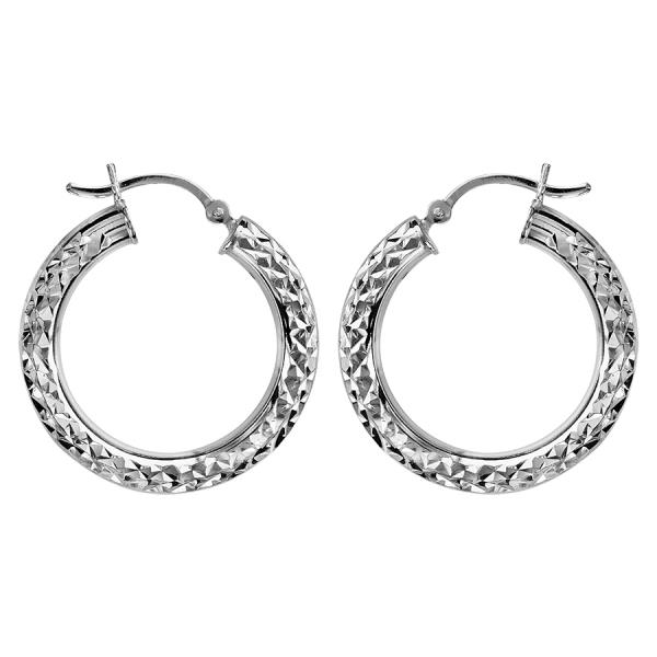 Boucles d'oreilles Argent 925 Créole Diamantée 28 mm