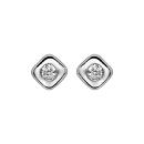 Boucles d'oreilles Argent 925 Petit Carré avec Zirconium Serti