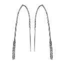 Boucles d'oreilles Argent 925 Chainette avec Baguette