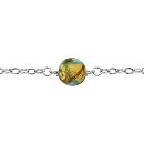 Bracelet Argent 925 Verre de Murano Boule Jaune et Vert