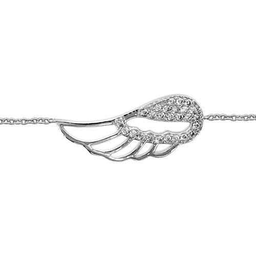 Bracelet Argent 925 Motif Aile d'Ange Ajourée avec Zirconium Sertis