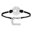 Bracelet Argent 925 Double Cordons Noirs Rondelle Maman je t'aime